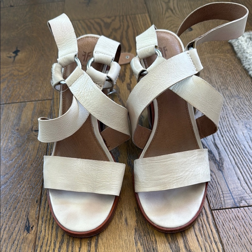 Women's Cream Strappy Sandals